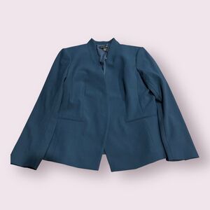 Ann Taylor Blazer Jacket Womens 12 Navy Lined Stretch Business Casual Open Front